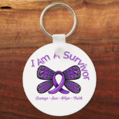 Huiselijk geweld vlinder ik ben een overlevende sleutelhanger (Voorkant)