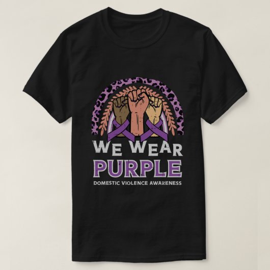 Huiselijk geweld vuist Draag Paarse bewustwording  T-shirt (Design voorkant)