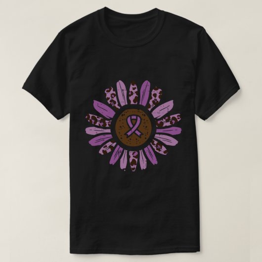Huiselijk geweld Zonnebloem Paarse lint Awarenes T-shirt (Design voorkant)