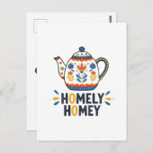 Huiselijk gezellig theepot ontwerp briefkaart (Voorkant / Achterkant)