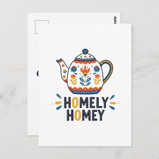 Huiselijk gezellig theepot ontwerp briefkaart (Voorkant / Achterkant)