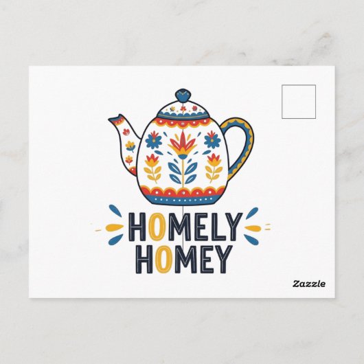Huiselijk gezellig theepot ontwerp briefkaart (Achterkant)