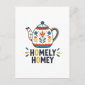 Huiselijk gezellig theepot ontwerp briefkaart (Voorkant)