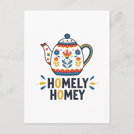 Huiselijk gezellig theepot ontwerp briefkaart (Voorkant)