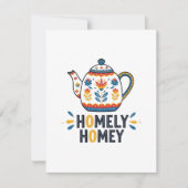 Huiselijk gezellig theepot ontwerp RSVP kaartje (Voorkant)