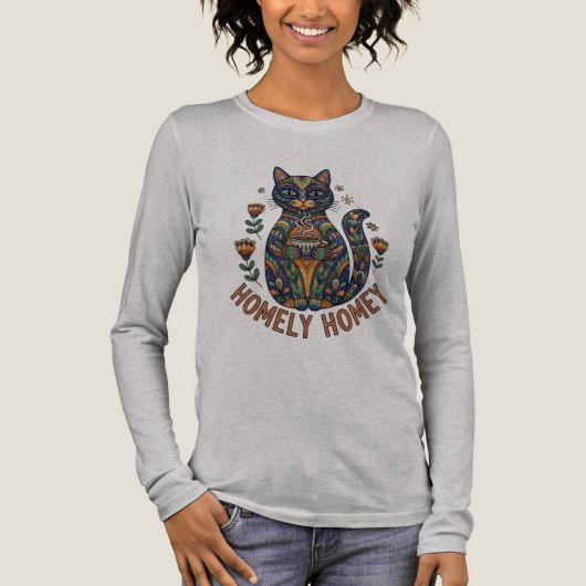 Huiselijk huiselijk kattenontwerp Tri-Blend shirt (Voorkant)