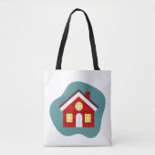 Huiselijk rood huis tote bag (Voorkant)
