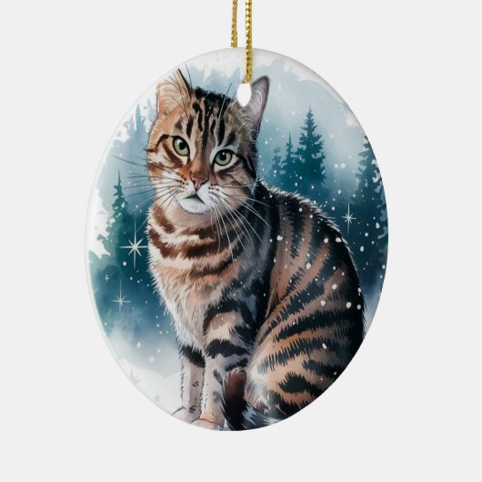 Huiselijk Tabby Cat Circle Christmas Ornament (Rechts)