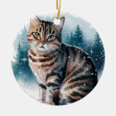 Huiselijk Tabby Cat Circle Christmas Ornament (Voorkant)