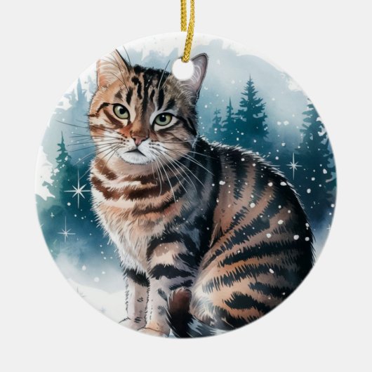 Huiselijk Tabby Cat Circle Christmas Ornament (Voorkant)
