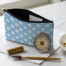 Huiselijke Daisy-patroon in blauw met eigen naam