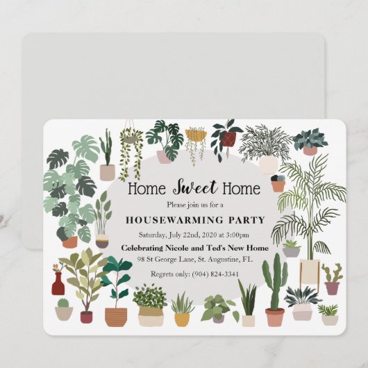 Huiselijke Huis Verwarmings Plant Uitnodiging (Voorkant / Achterkant)