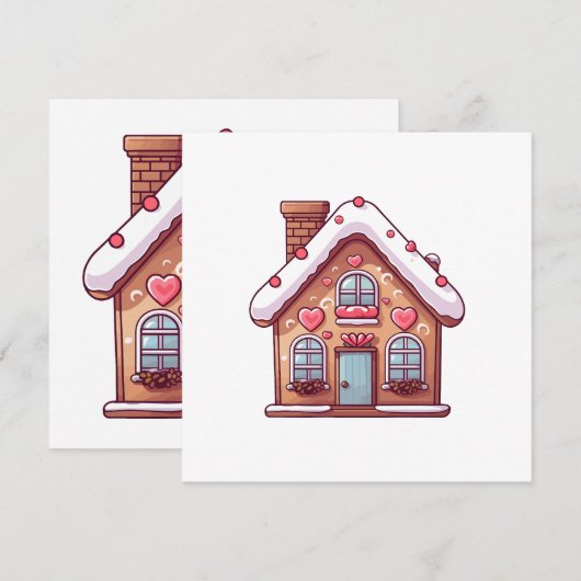 Huiselijke peperkoek Kersthuis Feestdagenkaart (Voorkant / Achterkant)