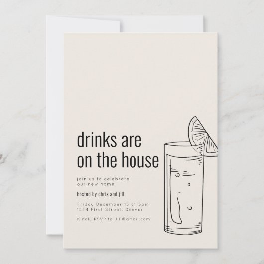 Huisfeest Uitnodiging met Cocktail (Voorkant)