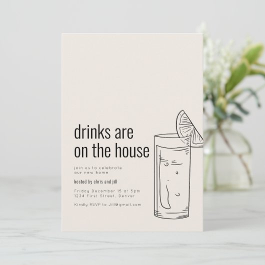 Huisfeest Uitnodiging met Cocktail (Staand voorkant)