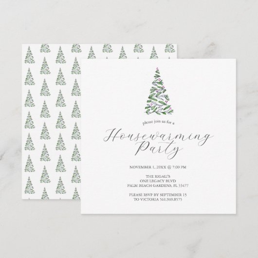 Huisfeest Uitnodigingen Moderne Kerstmis (Voorkant / Achterkant)