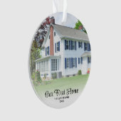 Huisfoto onze eerste kerstvakantie ornament (voorkant)