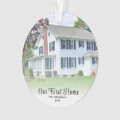 Huisfoto onze eerste kerstvakantie ornament (voorkant)