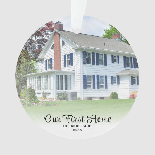 Huisfoto onze eerste kerstvakantie ornament (voorkant)
