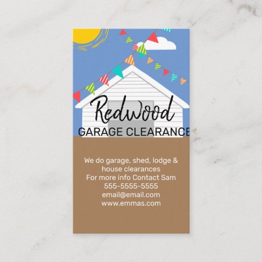 huisgarage schoninginrichting visitekaartje (Voorkant)