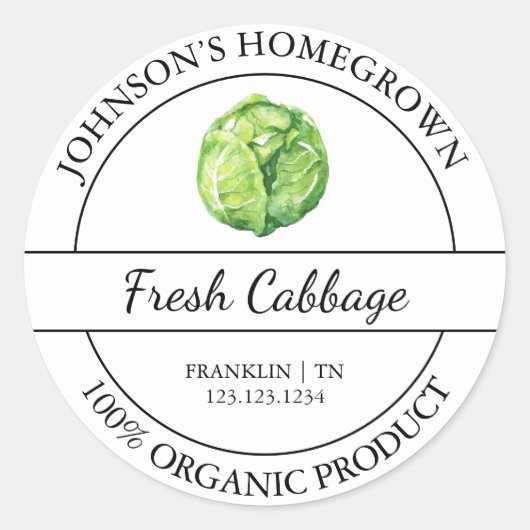 Huisgegroeide tuin Verse biologische kool Label (Voorkant)