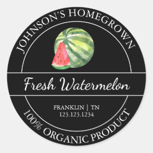 Huisgegroeide tuin Verse biologische watermeloen L Ronde Sticker