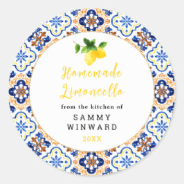 Huisgemaakte Limoncello-dranklabel Ronde Sticker
