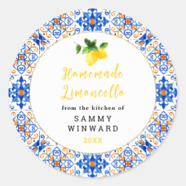 Huisgemaakte Limoncello-dranklabel Ronde Sticker
