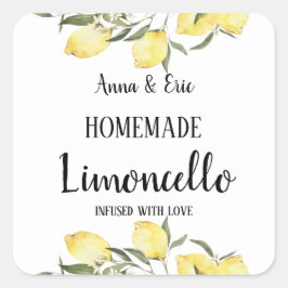 Huisgemaakte Limoncello Elegante Moderne Bruiloft Vierkante Sticker