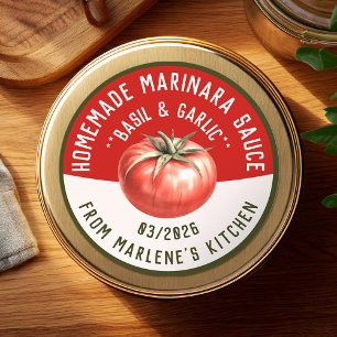 Huisgemaakte marinara saus met basilicum en knoflo ronde sticker