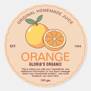 Huisgemaakte Sinaasappelsap Vintage Product Ronde Sticker