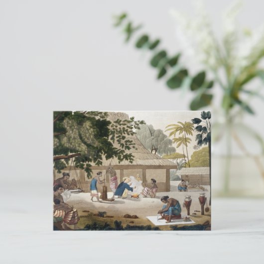 Huishoudelijk leven in Kupang, Timor, bord 10 van  Briefkaart (Staand voorkant)