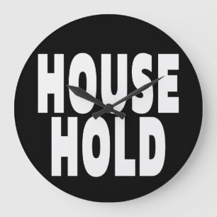"HUISHOUDELIJK" WITTE LETTERTYPE GROTE KLOK