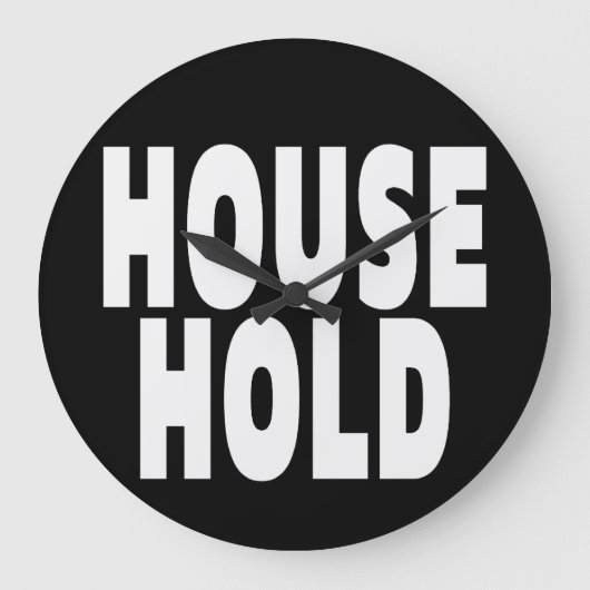 "HUISHOUDELIJK" WITTE LETTERTYPE GROTE KLOK (Voorkant)
