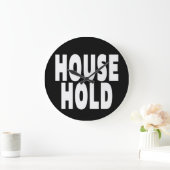 "HUISHOUDELIJK" WITTE LETTERTYPE GROTE KLOK (Huis)
