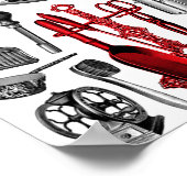  huishoudelijke artikelen in zwart-wit en rood poster (Hoek)