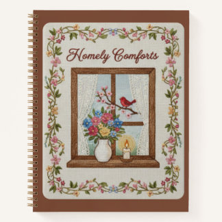 Huishoudelijke Comfort Geborduurd Raam & Bloemen  Notitieboek
