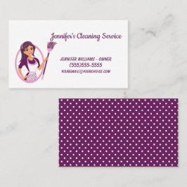 Huishoudelijke dienst met een dame die een bezemka visitekaartje