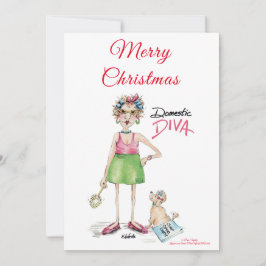 Huishoudelijke Diva, Happy Holiday Wishes Caricatu Feestdagenkaart
