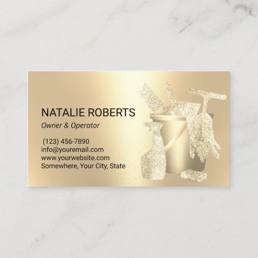 Huishoudelijke gouden vuilnisopbergschijven visitekaartje (Achterkant)