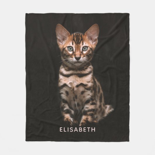 Huishoudelijke kat Kitten Leopard Spots gepersonal Fleece Deken (Voorkant)