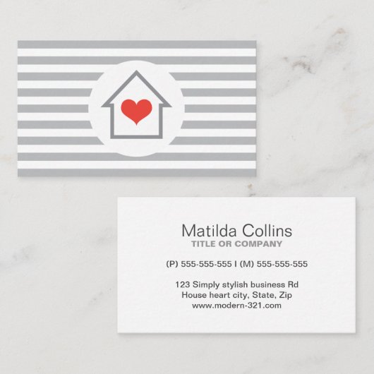 Huishoudelijke makelaar binnenhuisdecorator visitekaartje (Voorkant / Achterkant)