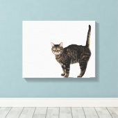 Huishoudelijke mannetjes met staande kat canvas afdruk (Insitu (Houten vloer))