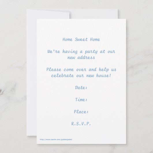 Huishoudelijke opwarende partij Uitnodigingsdieren Kaart (Achterkant)