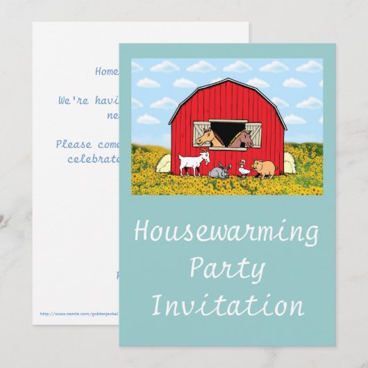 Huishoudelijke opwarende partij Uitnodigingsdieren Kaart (Voorkant / Achterkant)