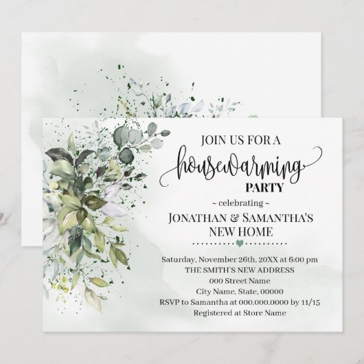 Huishoudelijke opwarming Eucalyptus Greenery Dust  Kaart (Voorkant / Achterkant)