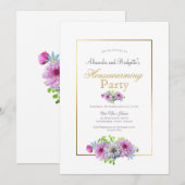 Huishoudelijke opwarming Partij Roze Floral Gold B Kaart (Voorkant / Achterkant)