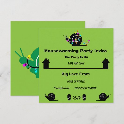 Huishoudelijke opwarming | Thuis verplaatsen | Fun Aankondiging (Voorkant / Achterkant)