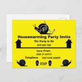 Huishoudelijke opwarming | Thuis verplaatsen | Fun Aankondigingskaart (Voorkant / Achterkant)