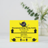 Huishoudelijke opwarming | Thuis verplaatsen | Fun Aankondigingskaart (Staand voorkant)